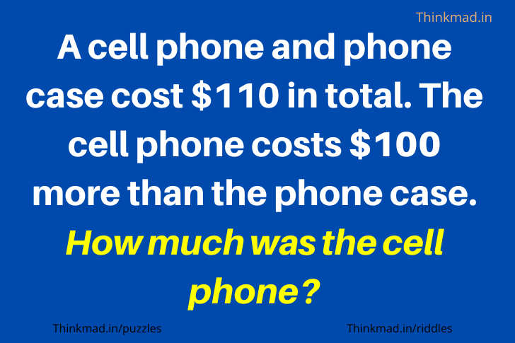 The cell phone costs $100 more than the phone case. How much was the cell phone? 1. See answer.