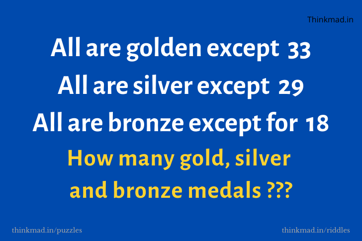 How many gold, silver and bronze medals puzzle answer with solution
