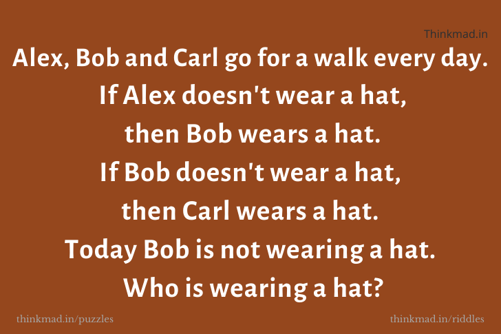 Who Is Wearing A Hat ? – tricky Puzzle