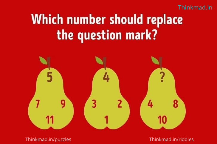 which number should replace the question mark 4 8 10 ? in the picture
