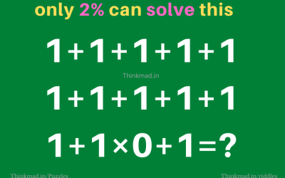 Answer for hard puzzle equation: 1+1+1+1+1 1+1+1+1+1 1+1×0+1=?