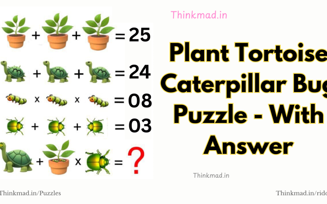 Plant Tortoise Caterpillar Bug Puzzle With Answer | Maths riddle