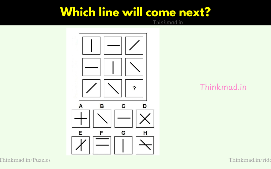 Which line will come next? | lines logical reasoning puzzle
