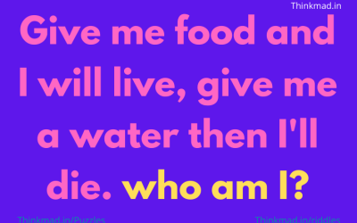 Give me Food and I will live, give me a Water then I’ll die. what am I riddle answer